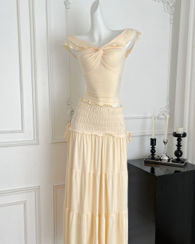 Elastic France style tops temperament short skirt a set