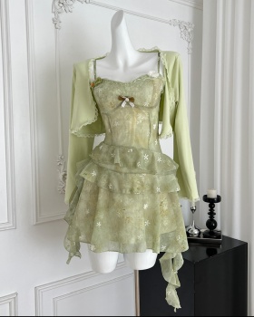 Floral green summer cardigan sling slim coat