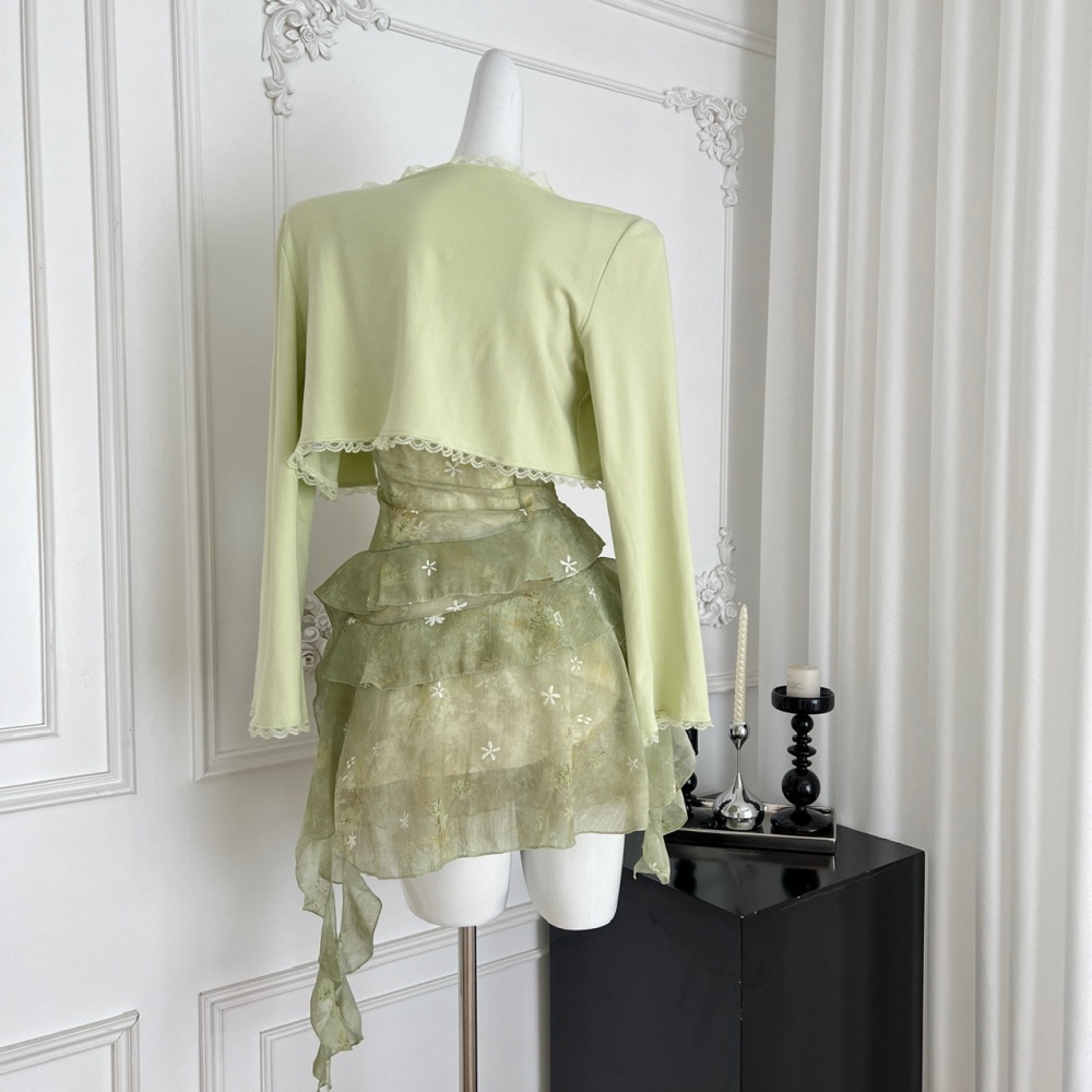 Floral green summer cardigan sling slim coat