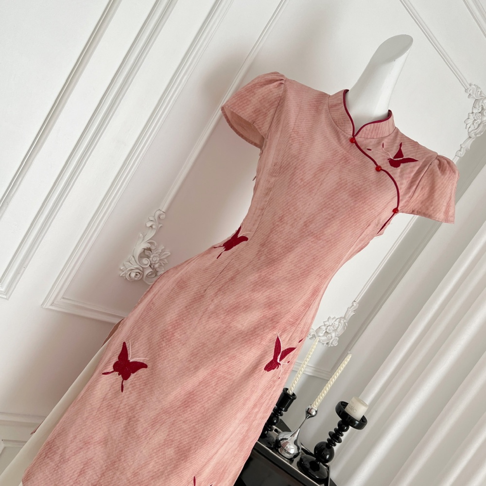 Crimp butterfly dress embroidery slim cheongsam