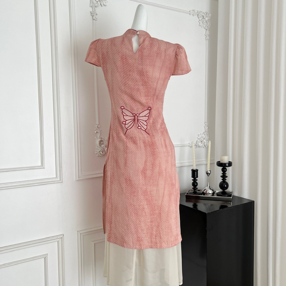 Crimp butterfly dress embroidery slim cheongsam