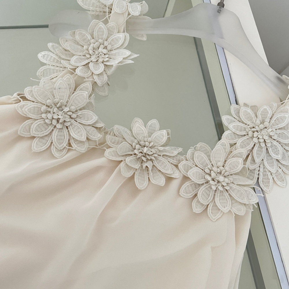 Lazy flowers sloping shoulder stereoscopic dress
