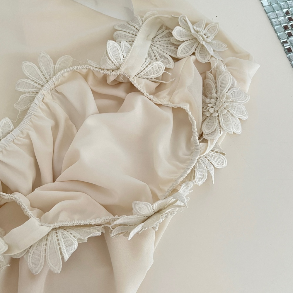 Lazy flowers sloping shoulder stereoscopic dress