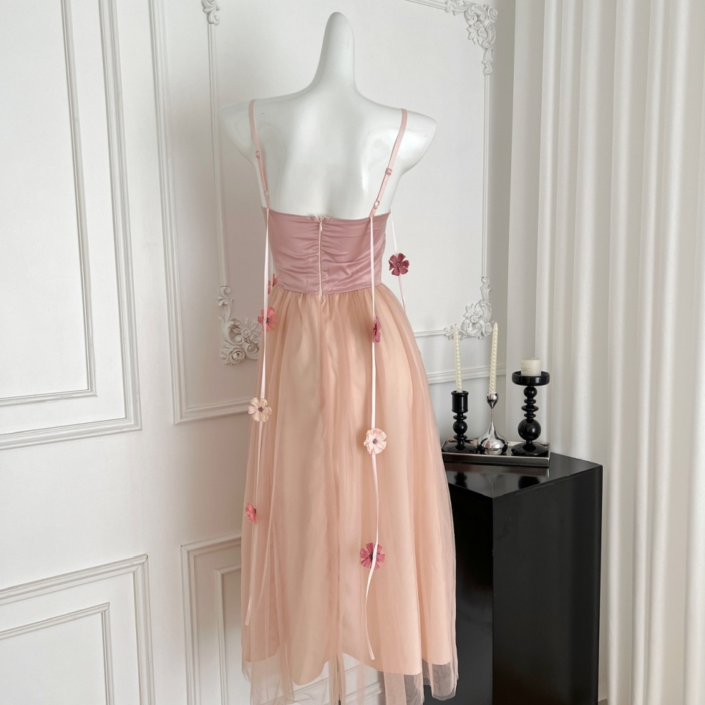 Sling chest pad flowers stereoscopic lady dress