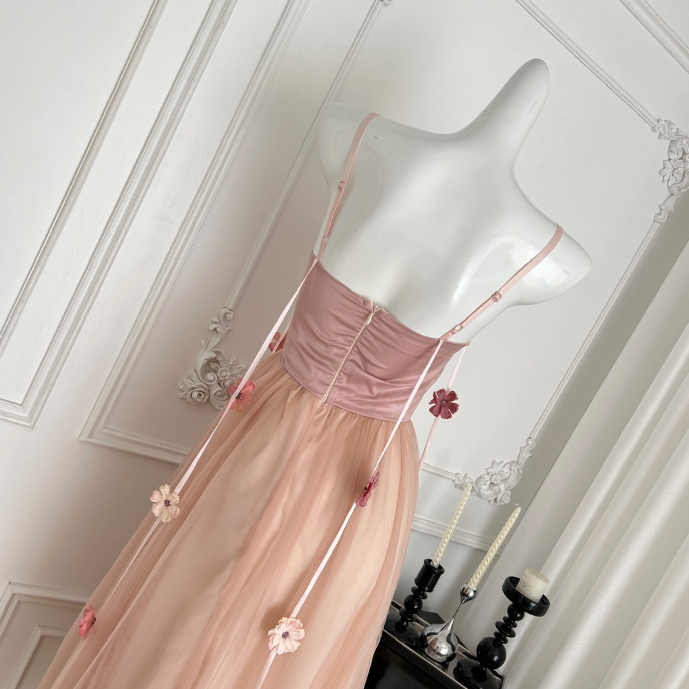 Sling chest pad flowers stereoscopic lady dress