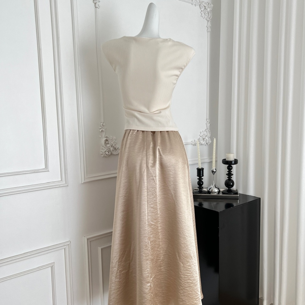 Pinched waist high waist skirt summer tops a set