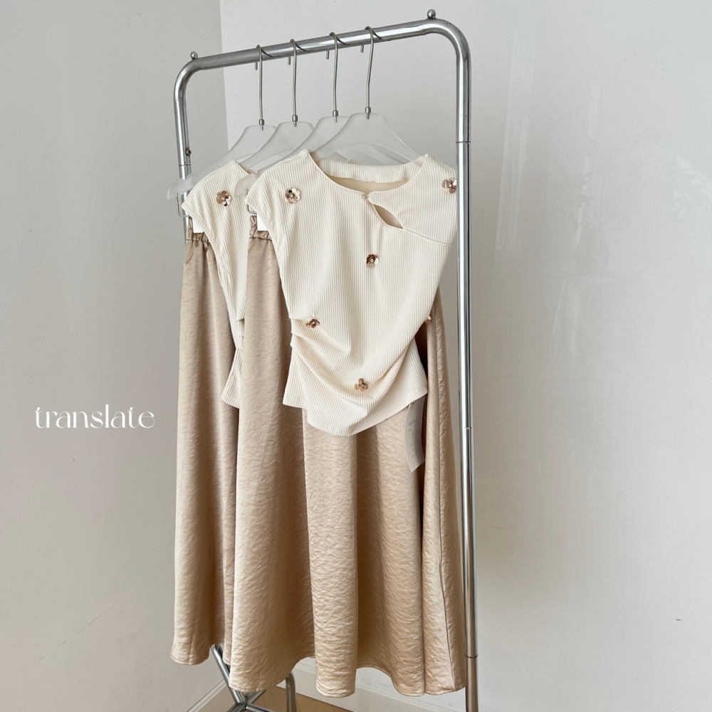 Pinched waist high waist skirt summer tops a set
