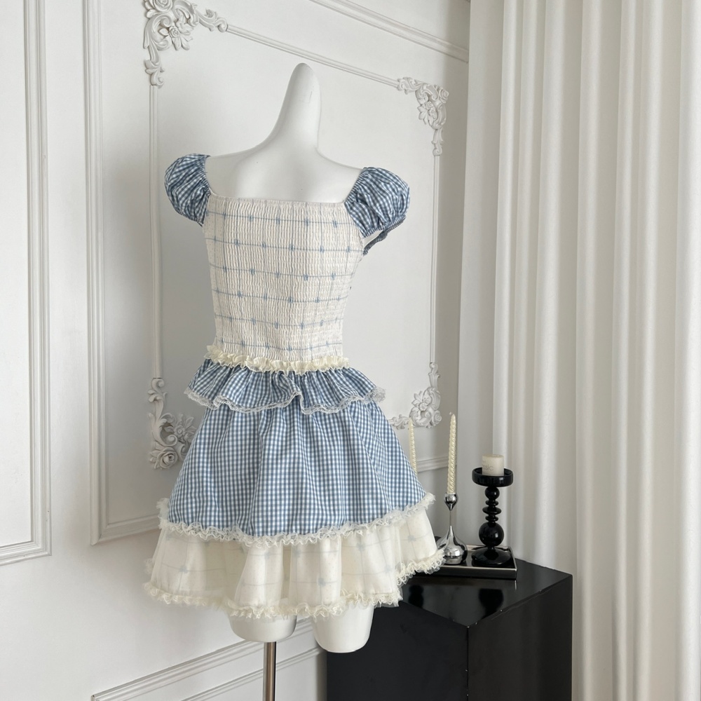 Pastoral style) tops niche short skirt a set