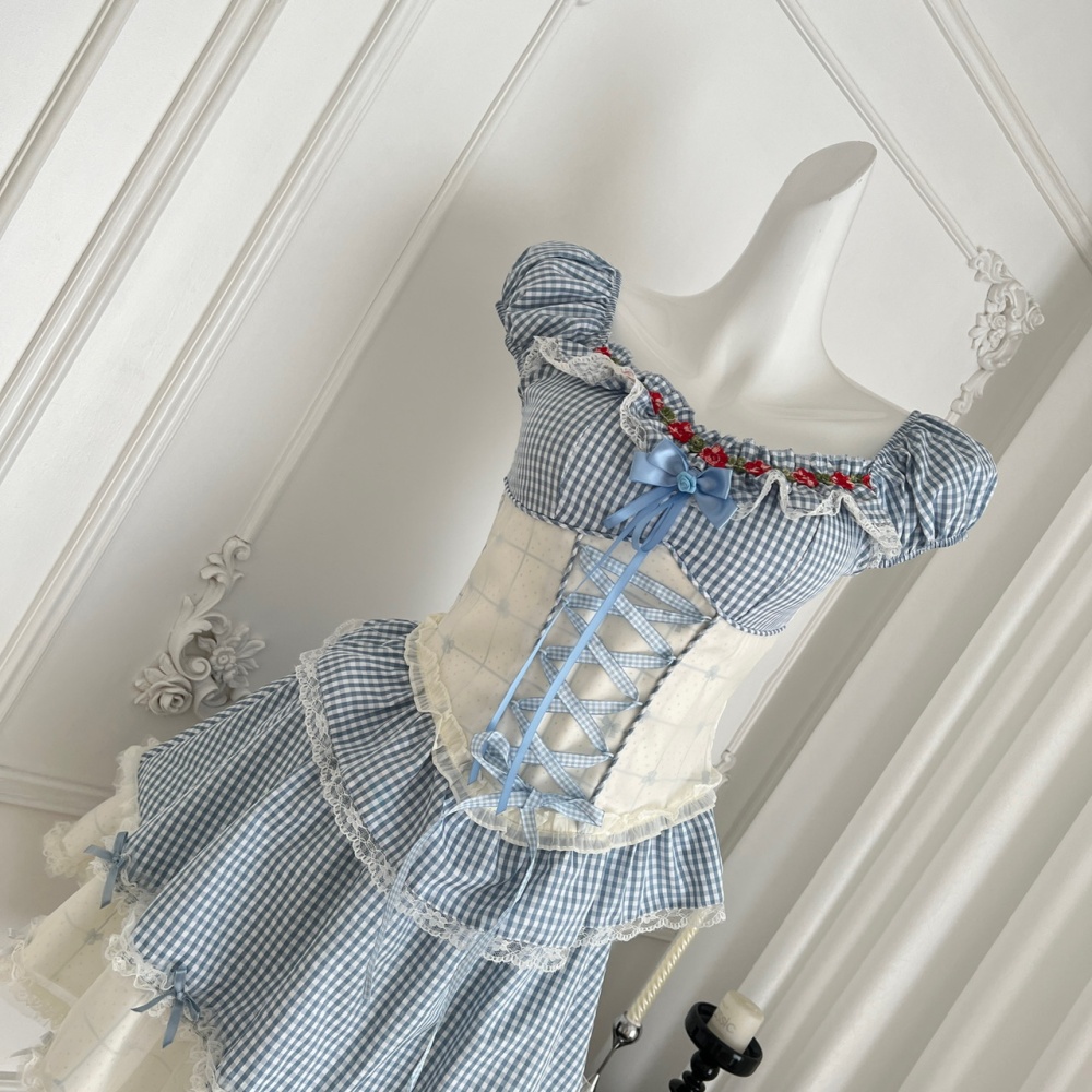 Pastoral style) tops niche short skirt a set