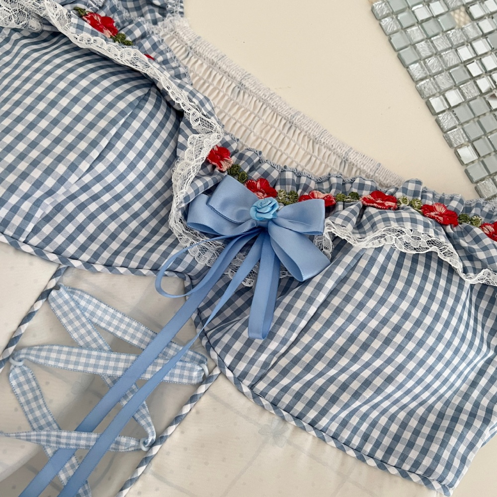 Pastoral style) tops niche short skirt a set