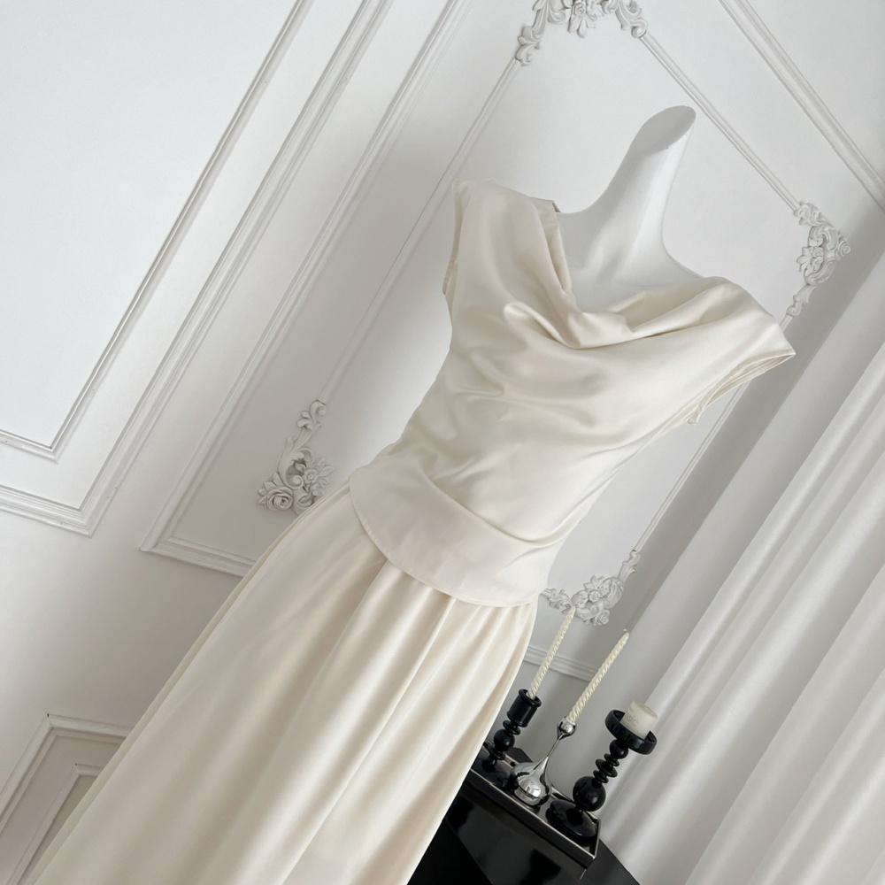 Chinese style tops sleeveless long skirt a set