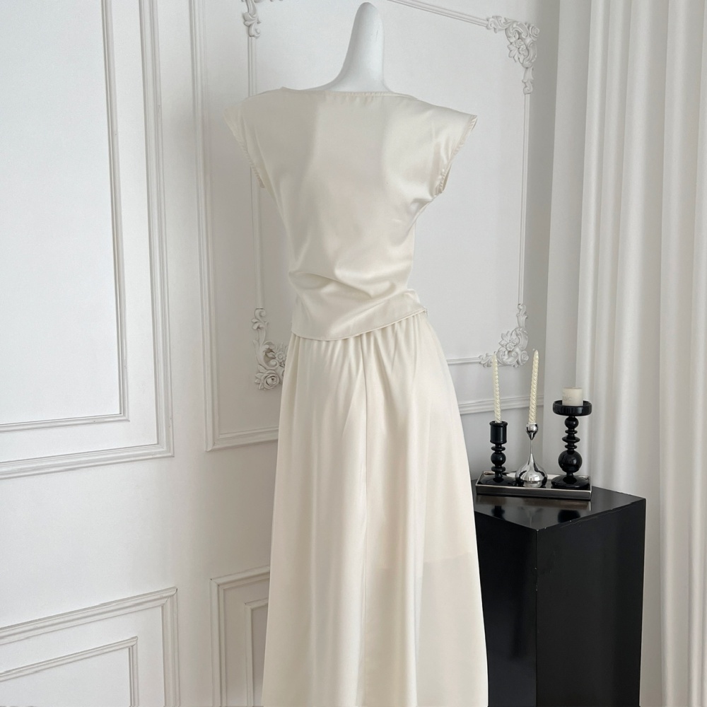 Chinese style tops sleeveless long skirt a set