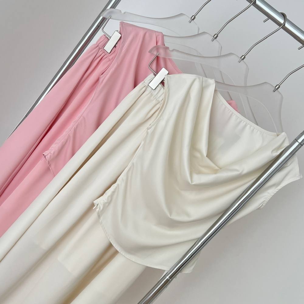Chinese style tops sleeveless long skirt a set