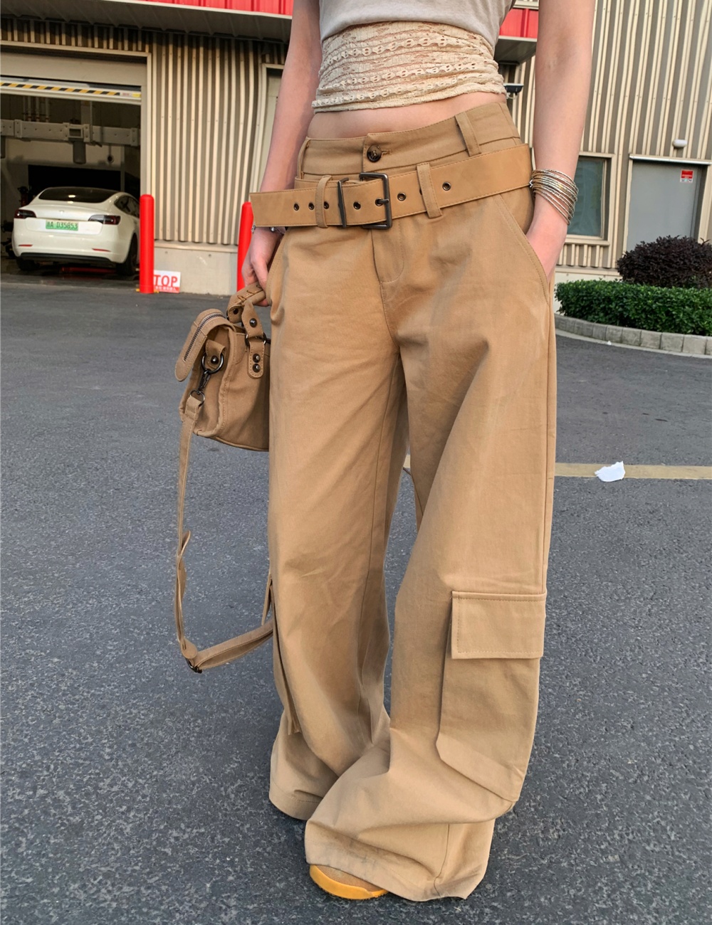 Simple work pants casual pants 2pcs set for women