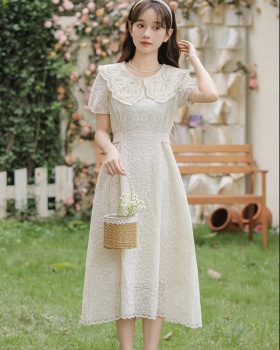 Bandage splice tender pinched waist hollow dress