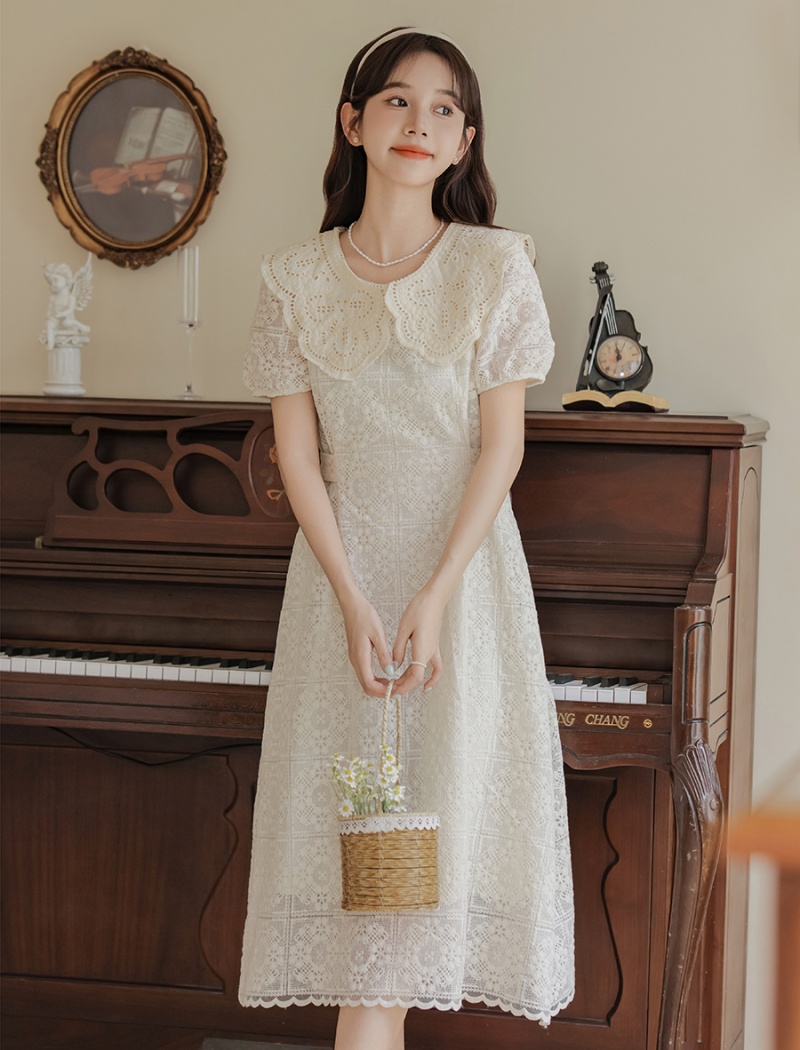 Bandage splice tender pinched waist hollow dress