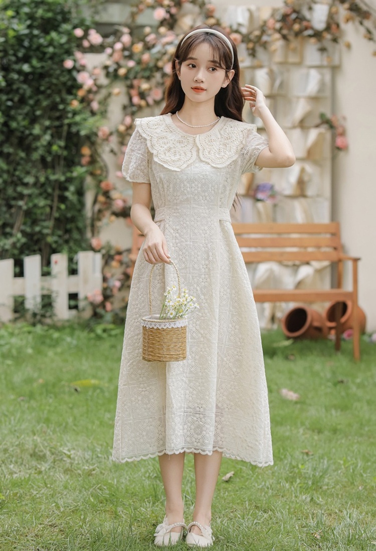 Bandage splice tender pinched waist hollow dress