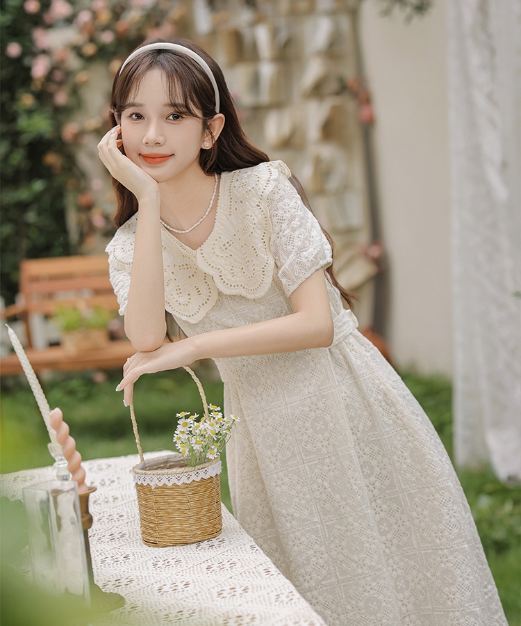 Bandage splice tender pinched waist hollow dress