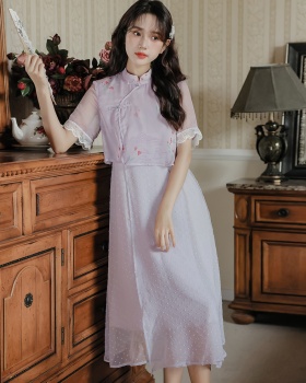 Summer Pseudo-two cheongsam Chinese style retro dress