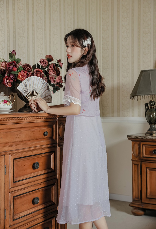 Summer Pseudo-two cheongsam Chinese style retro dress