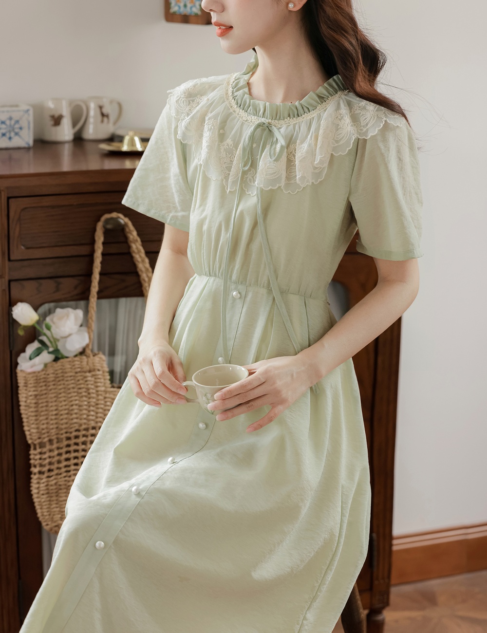 Summer pinched waist show young dress for women