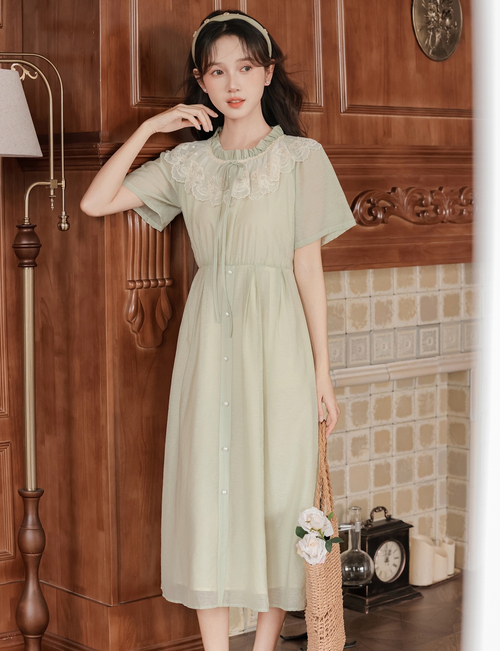 Summer pinched waist show young dress for women