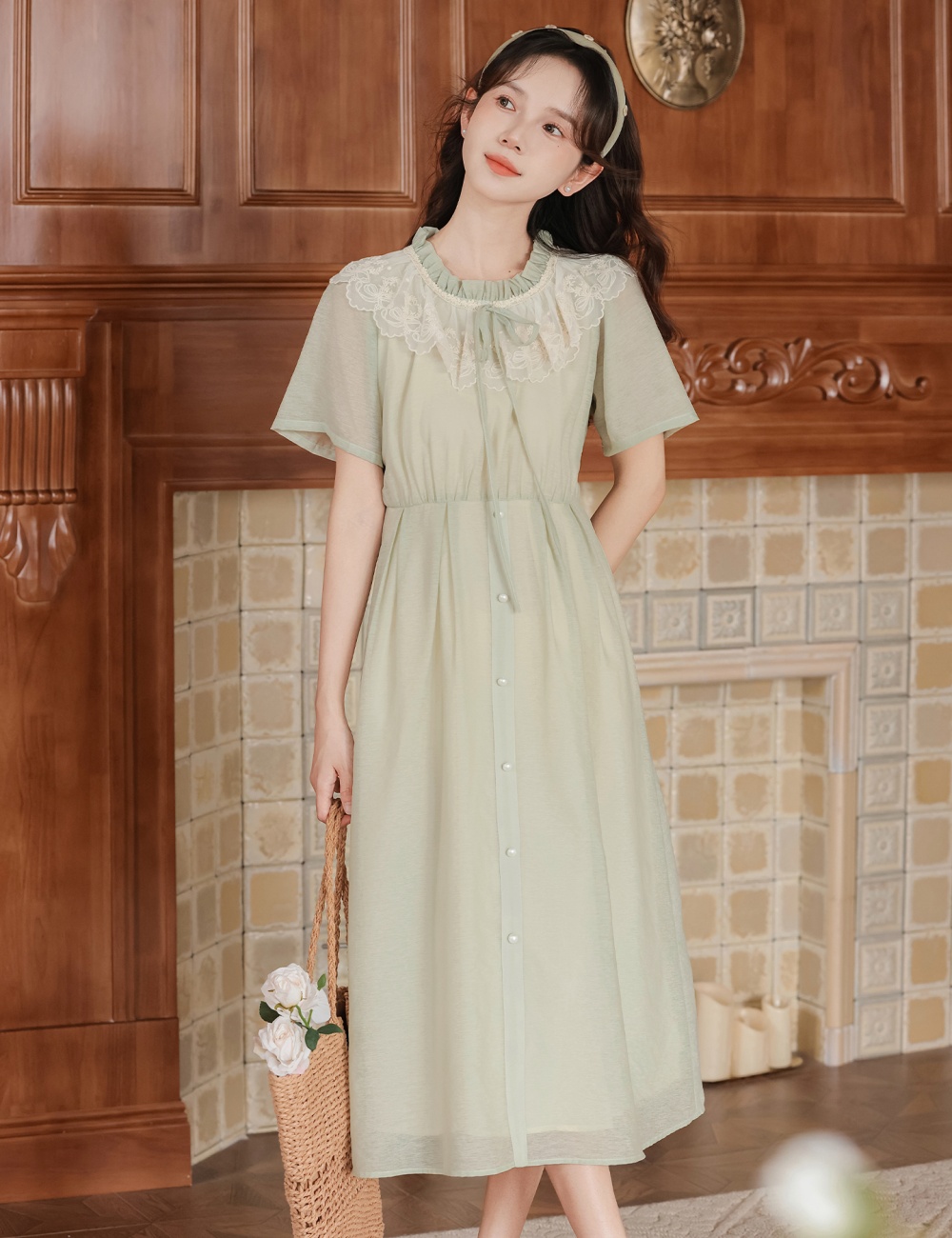 Summer pinched waist show young dress for women