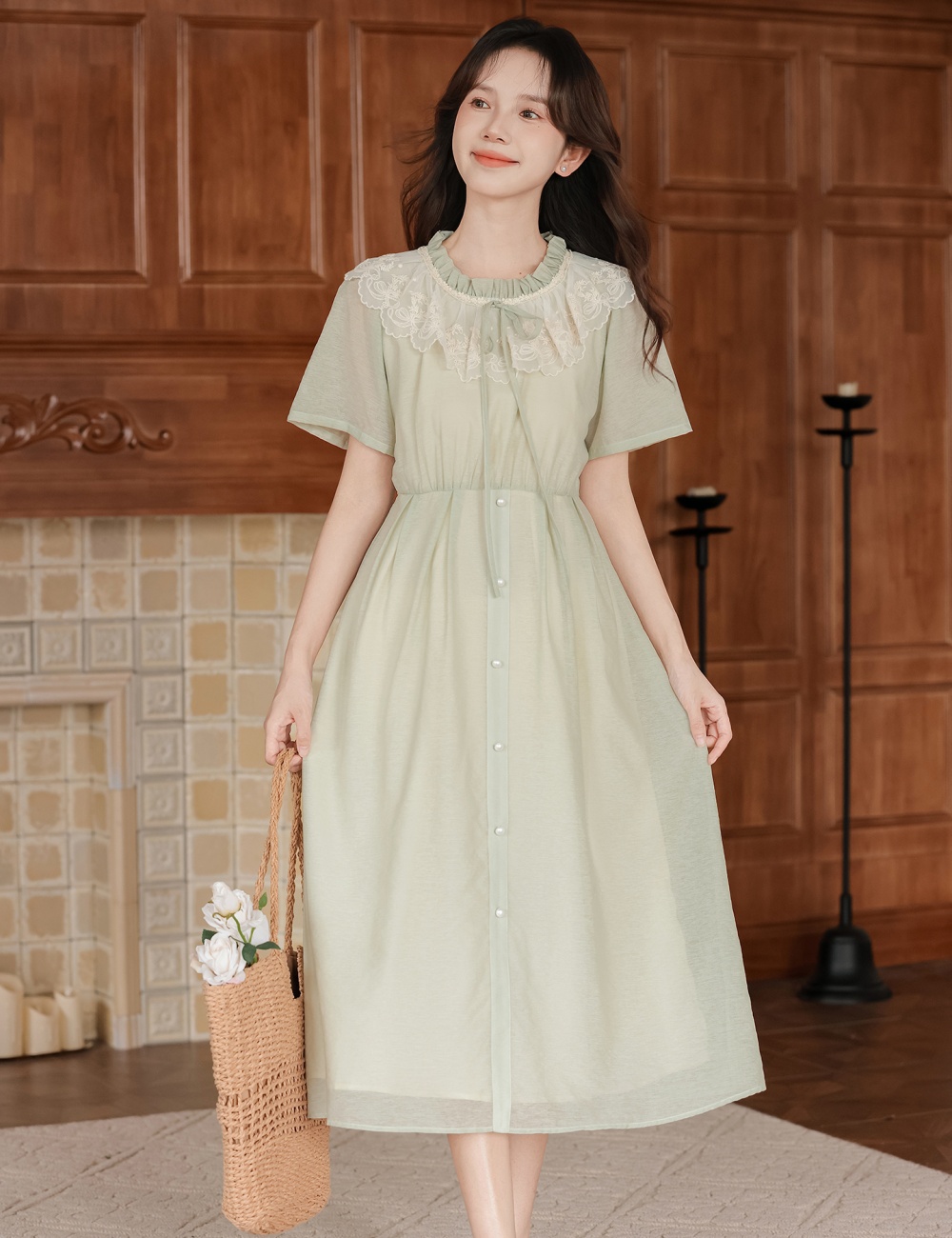 Summer pinched waist show young dress for women