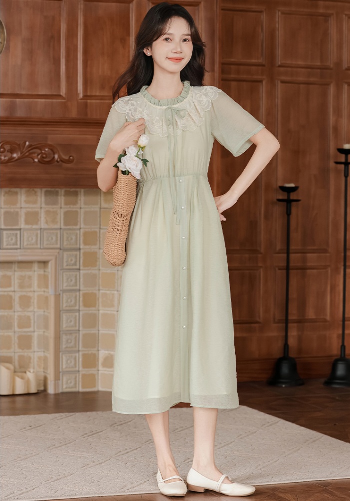 Summer pinched waist show young dress for women