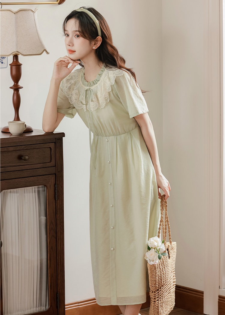 Summer pinched waist show young dress for women