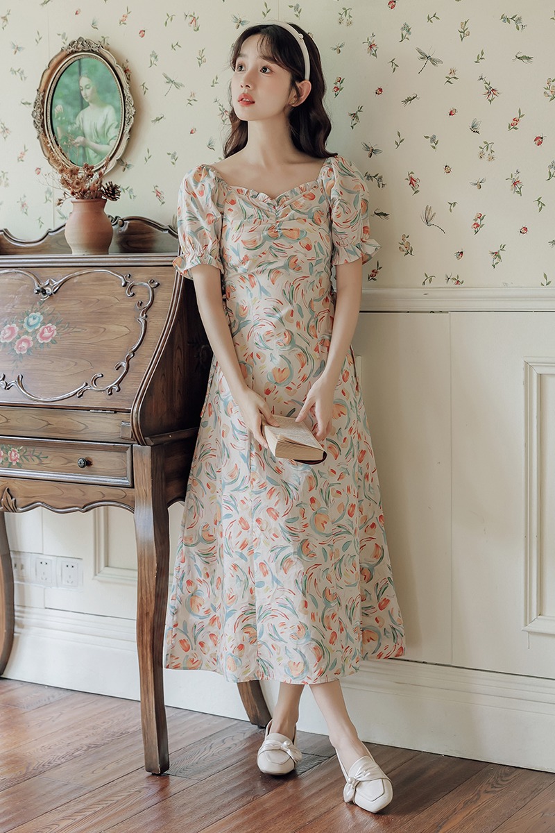 Summer Casual dress France style long dress for women