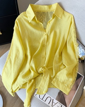Summer thin lace sunscreen coat lapel loose splice tops