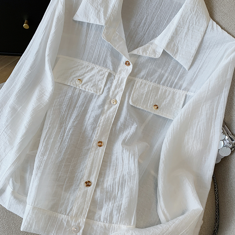 Long sleeve coat white sun shirt for women