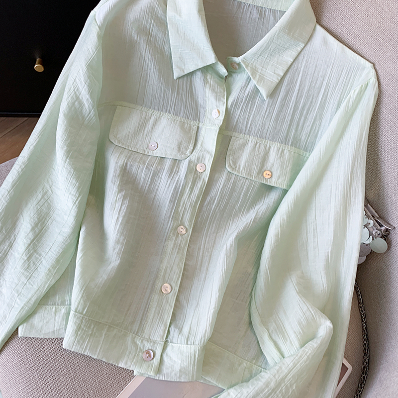 Long sleeve coat white sun shirt for women