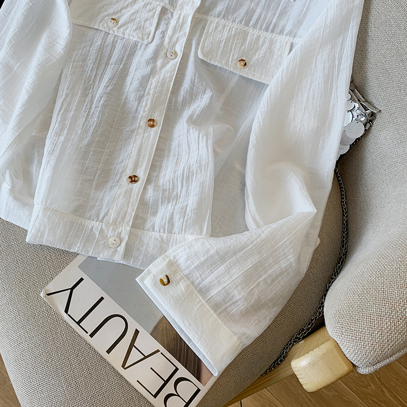 Long sleeve coat white sun shirt for women