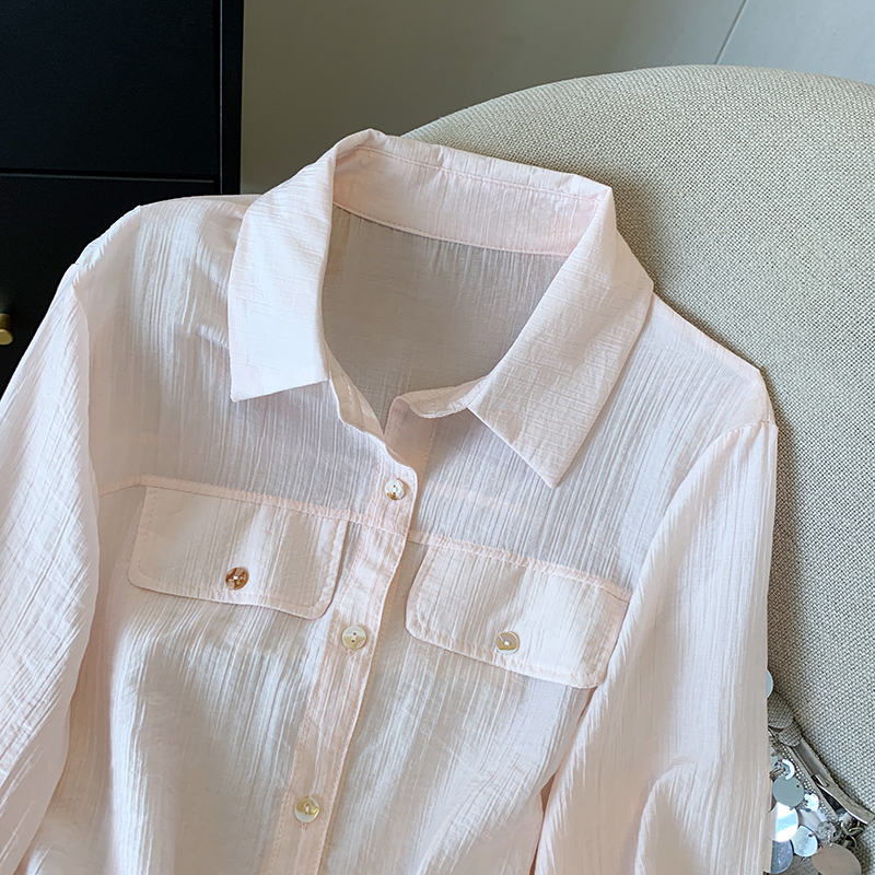 Long sleeve coat white sun shirt for women