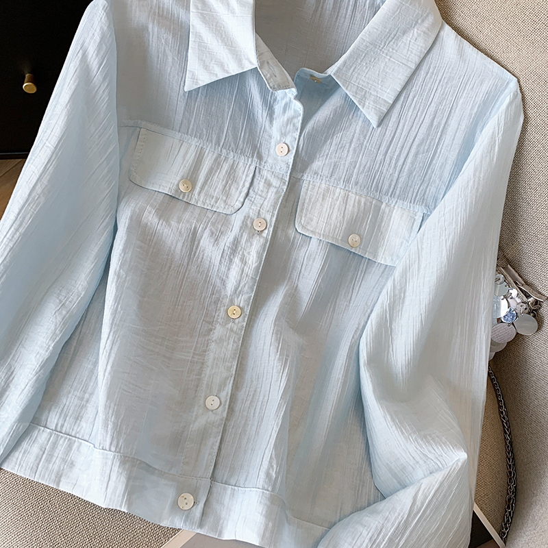 Long sleeve coat white sun shirt for women