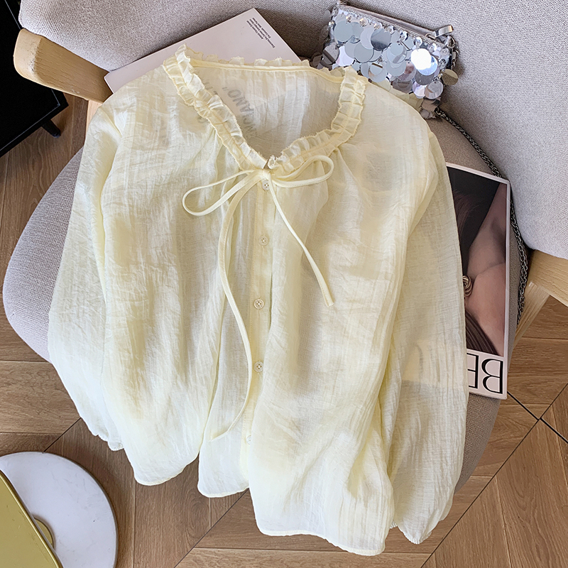 Drape white sunscreen shirt thin ice silk sun shirt for women