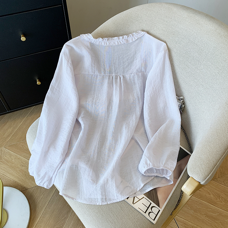 Drape white sunscreen shirt thin ice silk sun shirt for women