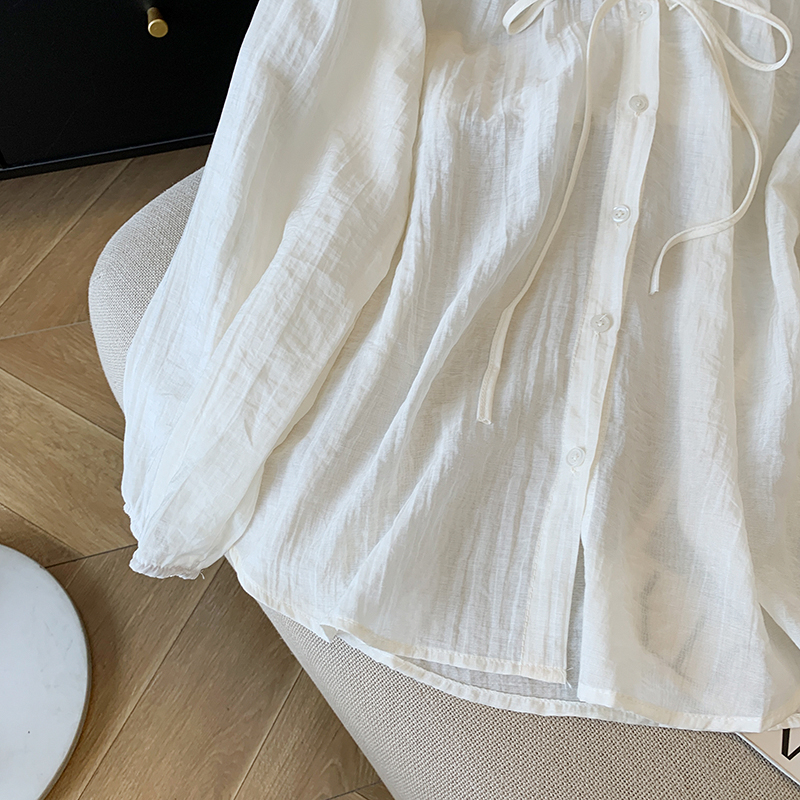 Drape white sunscreen shirt thin ice silk sun shirt for women