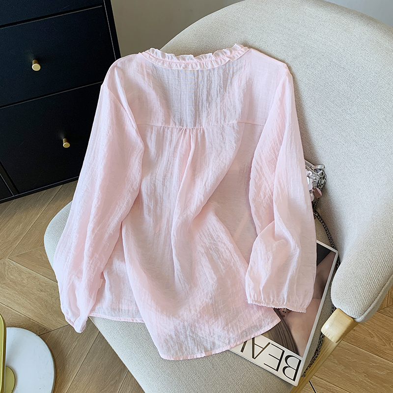 Drape white sunscreen shirt thin ice silk sun shirt for women