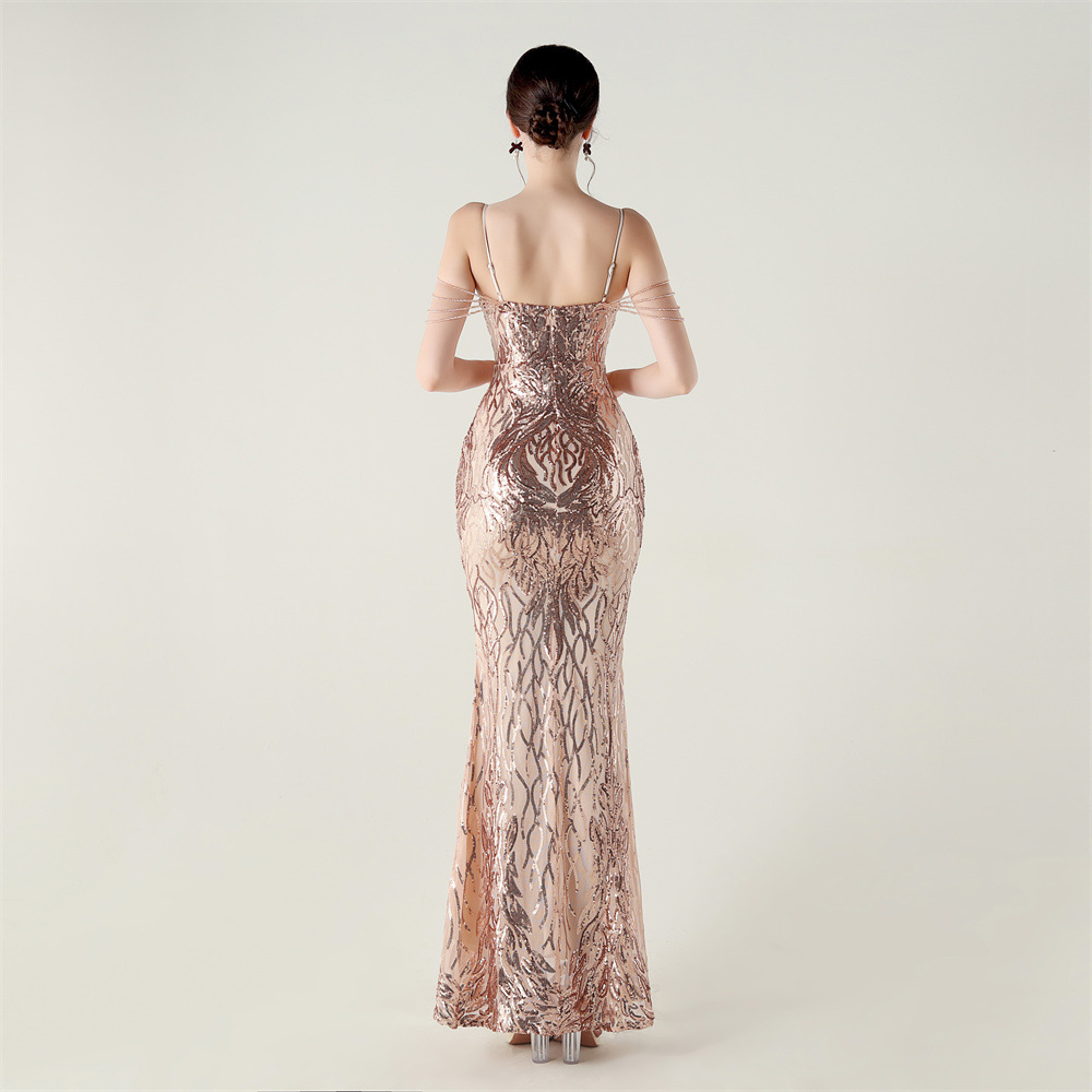 Colors preside drape perform V-neck evening dress