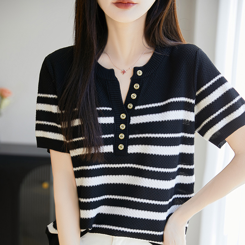 Fashion summer T-shirt stripe tops for women