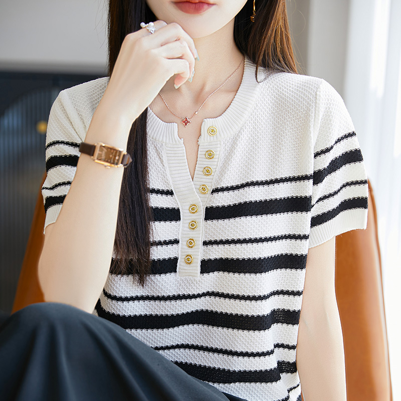 Fashion summer T-shirt stripe tops for women