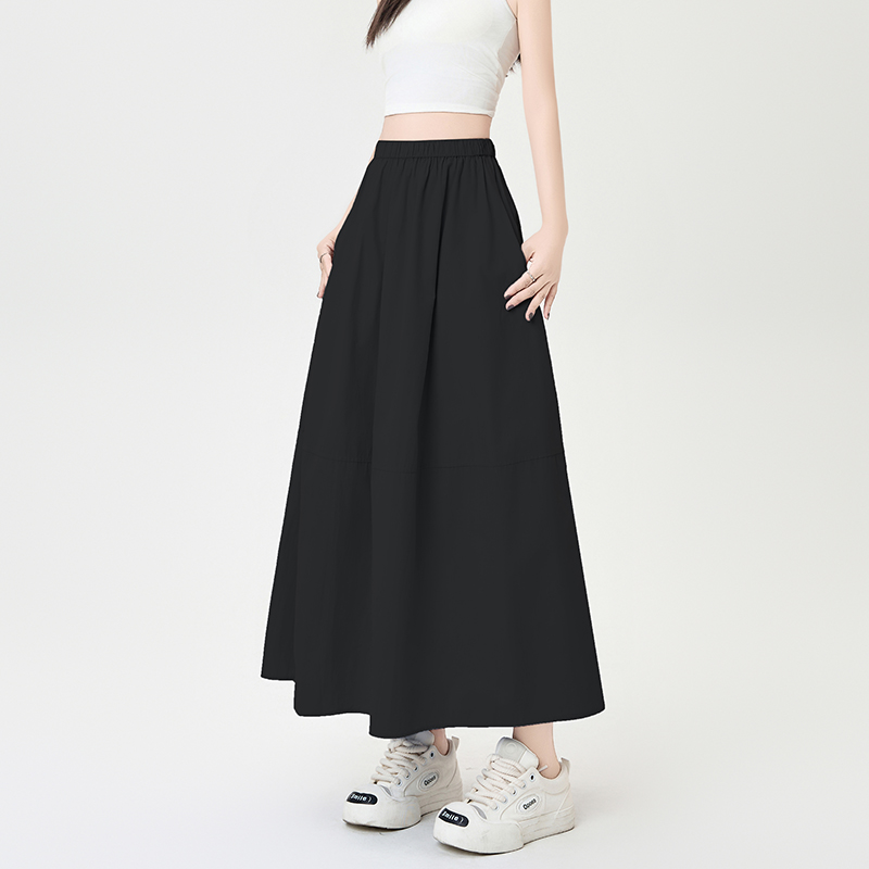 Bud high waist ice silk big skirt all-match summer skirt