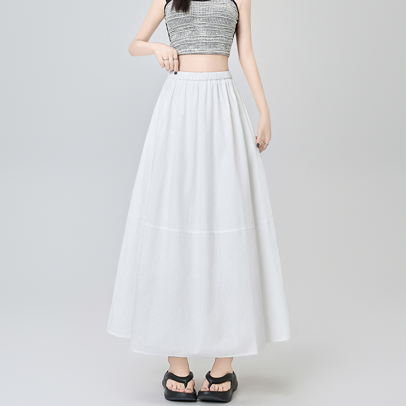 Bud high waist ice silk big skirt all-match summer skirt