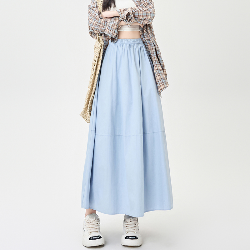 Bud high waist ice silk big skirt all-match summer skirt