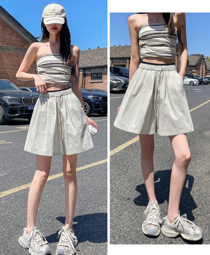 Wide leg summer A-line slim shorts for women