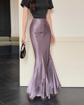 Satin mermaid skirt summer irregular long skirt