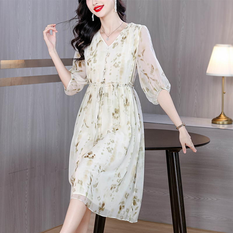 Real silk silk light luxury dress for women
